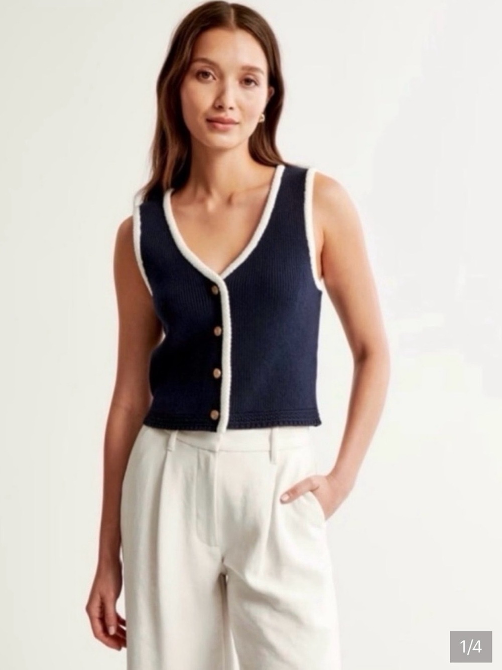 Abercrombie & Fitch Mara Button Up Sweater Vest